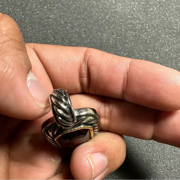 Silver Tone Purple Amethyst Like Gem Stone Rectangular Pendant Costume Jewelry - Picture 6 of 8